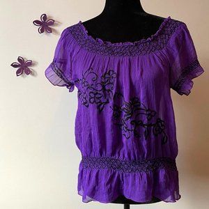 Boho Purple semi-sheer blouse Derek Heart sz M